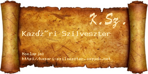 Kazári Szilveszter névjegykártya